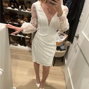 David’s bridal long sleeve white mini